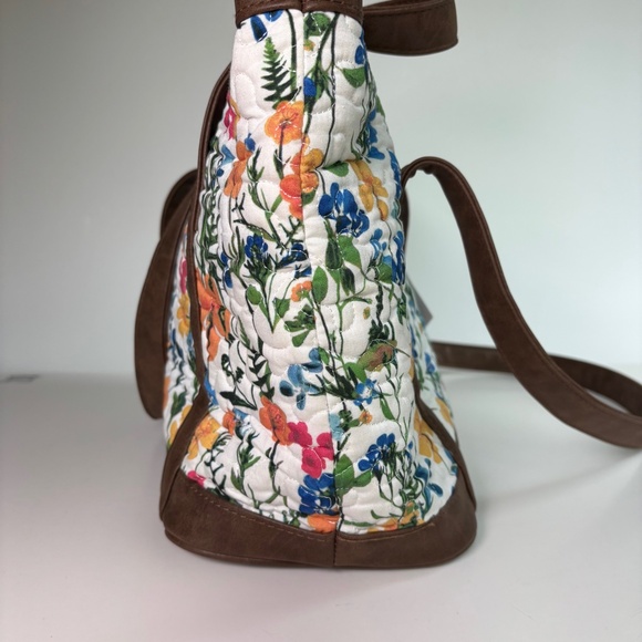 DONNA SHARP “Katie” Cloth Floral Design Handbag w/Brown Trim - Picture 5 of 7